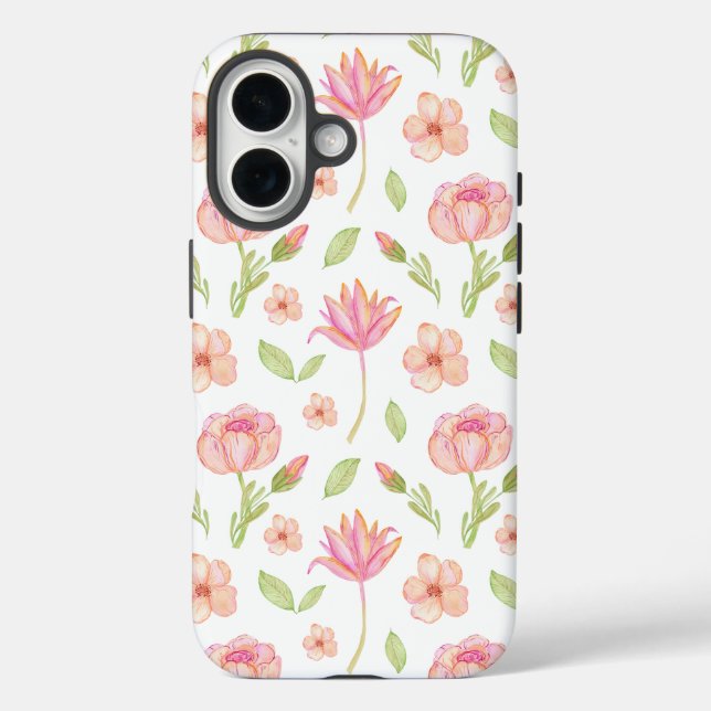 Elegant Floral Pattern with Pink Peonies and Lilie Case-Mate iPhone Case (Back)