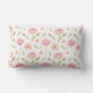 Elegant Floral Pattern with Pink Peonies and Lilie Lumbar Pillow
