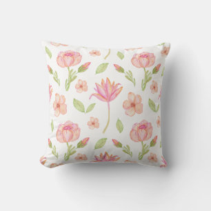 Elegant Floral Pattern with Pink Peonies and Lilie Throw Pillow