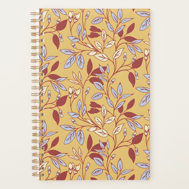Elegant Floral Pattern with Red and Blue Leaves (Devant)