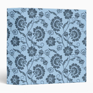 Elegant Floral Pattern with Red and Blue Leaves 3 Binder
