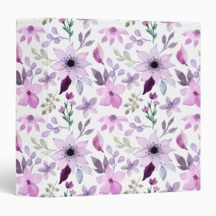 Elegant Floral Pattern with Red and Blue Leaves 3 Binder