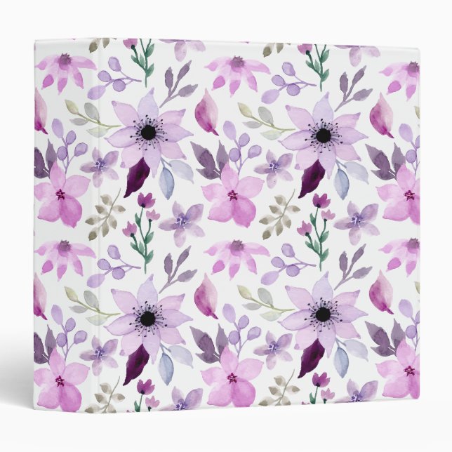 Elegant Floral Pattern with Red and Blue Leaves 3 Binder (Front/Spine)