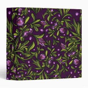 Elegant Floral Pattern with Red and Blue Leaves 3 Binder