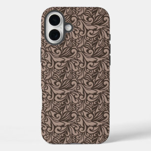 Elegant Floral Pattern with Red and Blue Leaves Ca iPhone 16 Plus Case