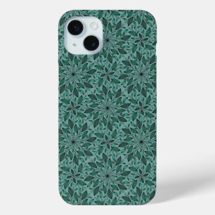 Elegant Floral Pattern with Red and Blue Leaves Ca iPhone 15 Mini Case