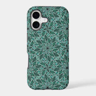 Elegant Floral Pattern with Red and Blue Leaves iP