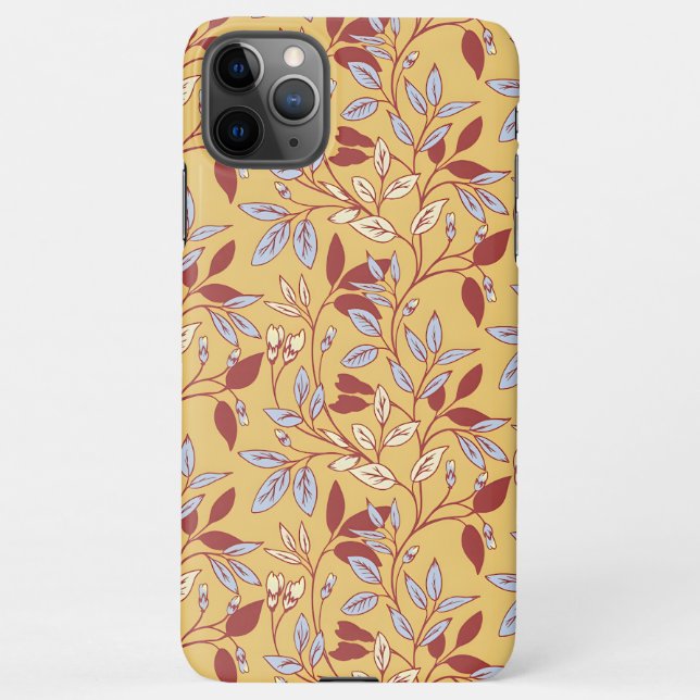 Elegant Floral Pattern with Red and Blue Leaves iPhone Case (Back)