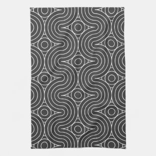 Elegant Floral Pattern with Red and Blue Leaves Ki Kitchen Towel