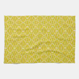 Elegant Floral Pattern with Red and Blue Leaves Ki Kitchen Towel
