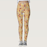 Elegant Floral Pattern with Red and Blue Leaves Leggings<br><div class="desc">Floral pattern with red and blue leaves on a beige background. The intertwining branches create an elegant,  vintage feel.</div>