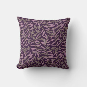 Elegant Floral Pattern with Red and Blue Leaves Th Throw Pillow