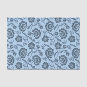 Elegant Floral Pattern with Red and Blue Leaves Ti Tissue Paper