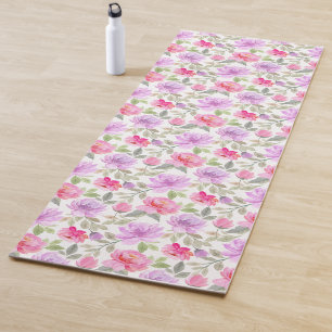 Elegant Floral Pattern with Red and Blue Leaves Yo Yoga Mat