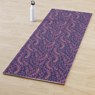Elegant Floral Pattern with Red and Blue Leaves Yo Yoga Mat