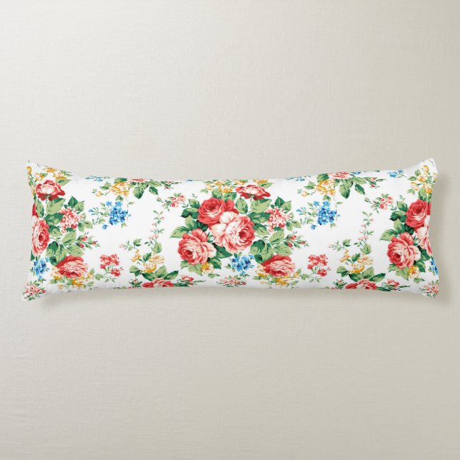 Elegant Floral Pattern with Rose Design Element Body Pillow (Front)