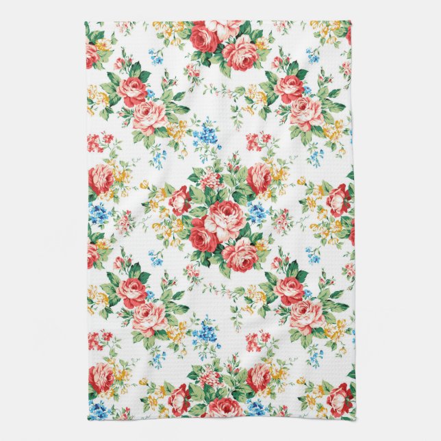 Elegant Floral Pattern with Rose Design Element Kitchen Towel (Vertical)