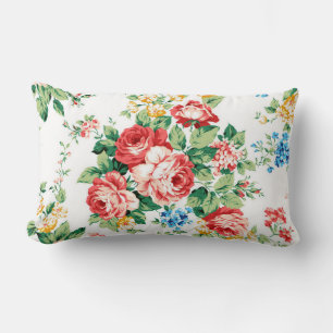Elegant Floral Pattern with Rose Design Element Lumbar Pillow