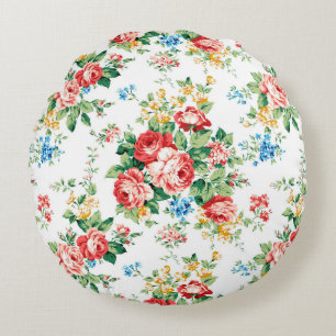 Elegant Floral Pattern with Rose Design Element Round Pillow