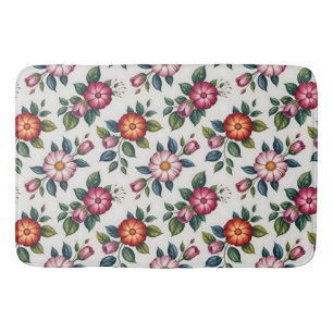 Elegant Floral Pattern with Roses and Daisies Bath Mat
