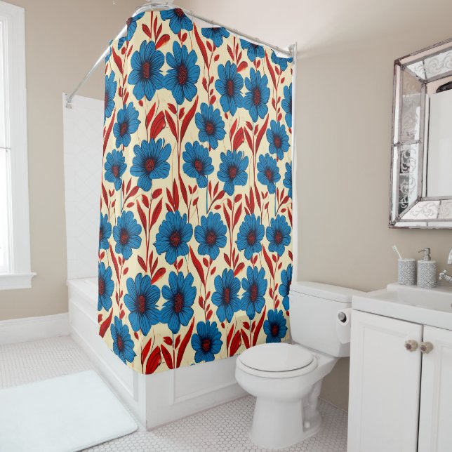 Elegant Floral Pattern with Vibrant Blue Blossoms (In Situ)