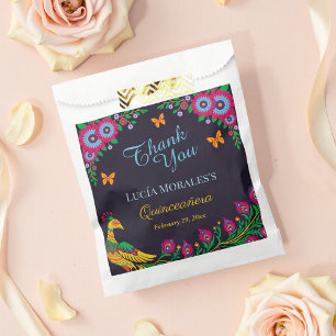 Elegant Floral Peacock Folk Art Fiesta Quinceanera Favour Bag