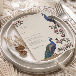 Elegant Floral Peacock Gold Wedding
