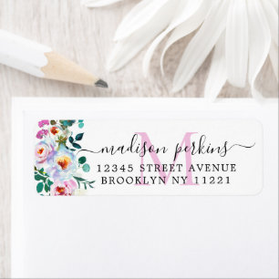 Élégant floral Peony Blush Pink Script Monogramme
