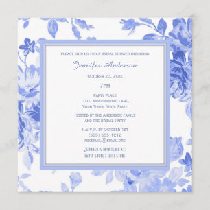 Elegant Floral Periwinkle Blue Bridal Shower Invitation