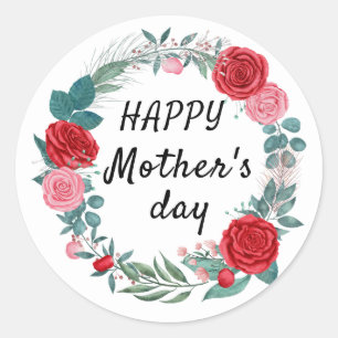 Elegant floral Personalize Mother's Day Classic Round Sticker