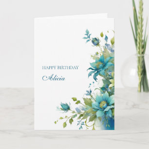 Elegant Floral Personalized Birthday Card
