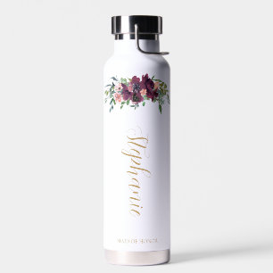 Elegant Floral Personalized Bridesmaid Proposal Water Bottle