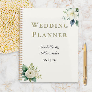 Elegant Floral Personalized Couple Names Wedding Planner