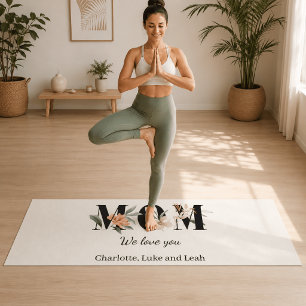 Elegant Floral Personalized Floral Mom Yoga Mat
