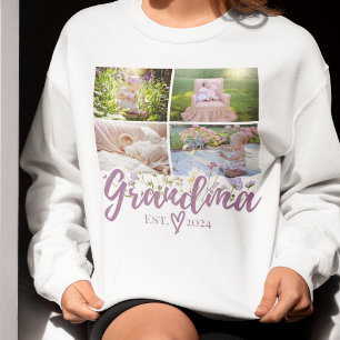 Elegant Floral Personalized Grandma Photo Sweatshirt