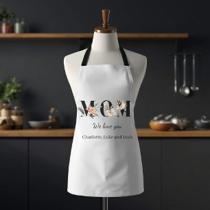 Elegant Floral Personalized Mom Kitchen Apron