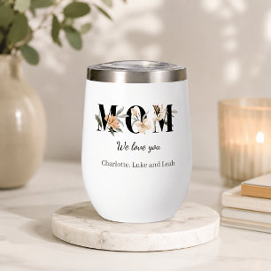 Elegant Floral Personalized Mom Wine Tumbler