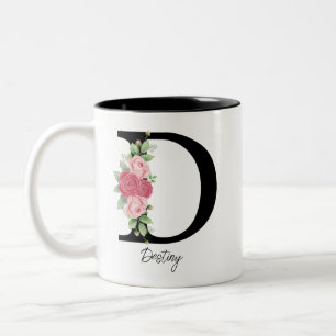 Elegant Floral Personalized Monogram Coffee Mug D