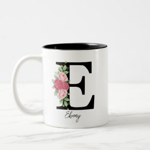 Elegant Floral Personalized Monogram Coffee Mug E