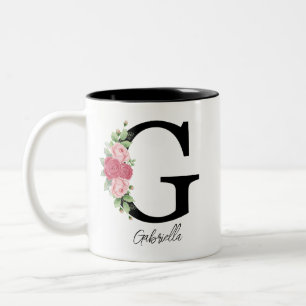 Elegant Floral Personalized Monogram Coffee Mug G