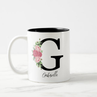 Elegant Floral Personalized Monogram Coffee Mug G