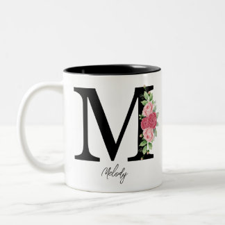 Elegant Floral Personalized Monogram Coffee Mug M