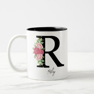 Elegant Floral Personalized Monogram Coffee Mug R