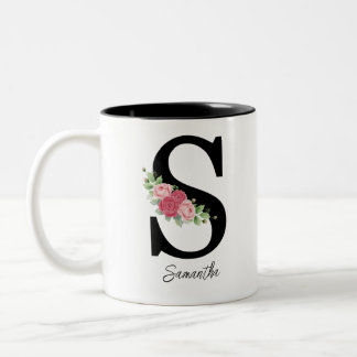 Elegant Floral Personalized Monogram Coffee Mug S