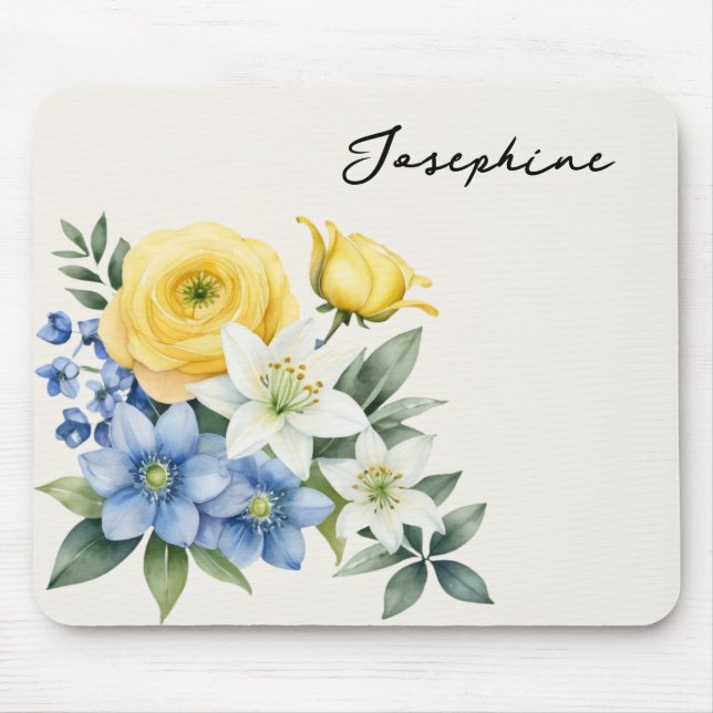 Elegant Floral Personalized Mouse Pad (Front)