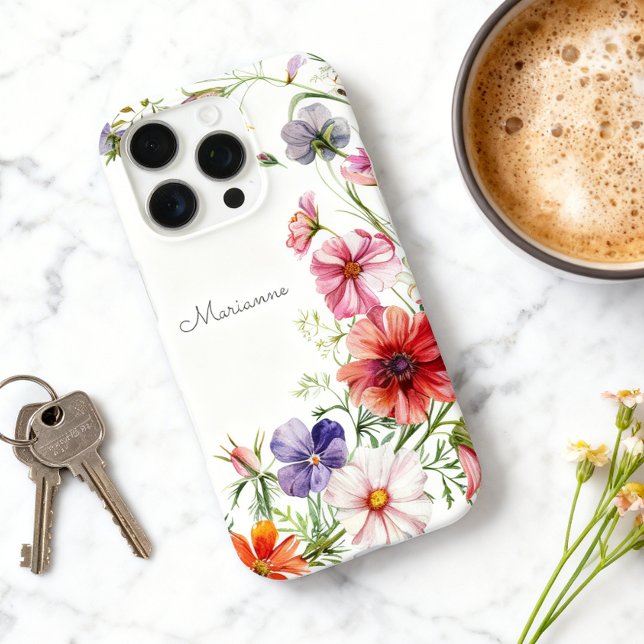 Elegant Floral Personalized Name Case-Mate iPhone Case (Add your name and choose phone model and case type.)