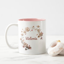 Elegant Floral Personalized Name Mug