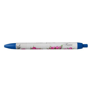 Élégant Floral personalized pen black ink