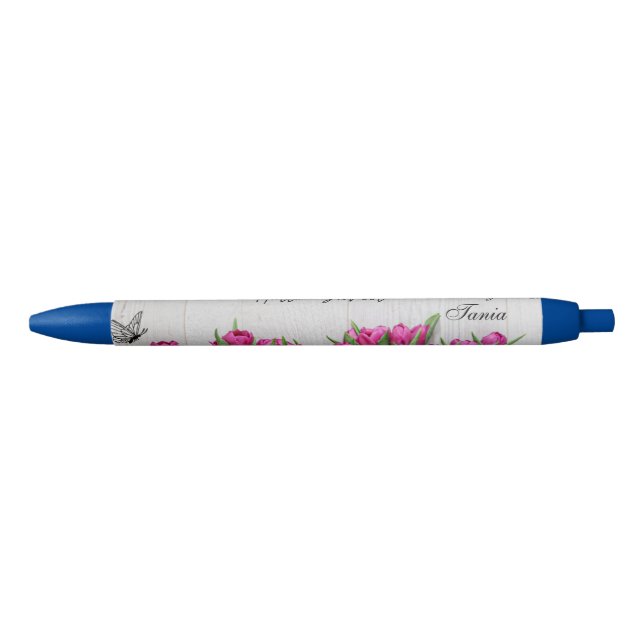 Élégant Floral personalized pen black ink (Front)