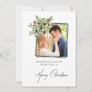 Elegant Floral Personalized Photo Christmas Card